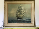 Vintage Ship Print Framed & Matted