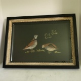 Heavy Framed Shadow Box Quail Tray Picture