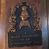 Vintage Chalkware Wall Hanging “A Warm Friendship is an Everlasting Joy”