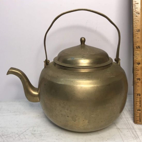 Vintage Teapot with Brass Finish - Made in Korea