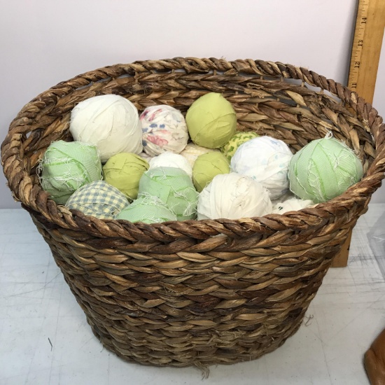 Basket Full of Decorative Fabric Balls