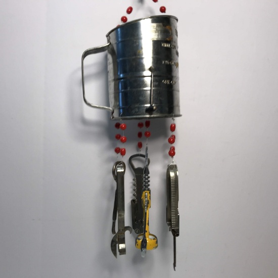 Adorable Hand Made Wind Chime Made from Vintage Kitchen Items