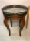 Small Vintage Wooden Side Table with Glass Top