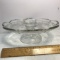 Embossed Floral Glass Pedestal Cake Plate