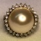 Pretty Sterling Silver Ring with Large Faux Pearl & Clear Stones Surrounding Size 7