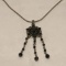 Silver Tone Snake Chain with Large Pendant with Black Stones