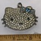 Large Silver Tone “Hello Kitty” Pendant with Clear & Blue Stones