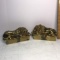 Vintage Heavy Brass Lion Book Ends Signed Antonio Canova 1757-1822