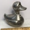 Adorable Silver Plated Duck Bank with Key