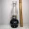 Black Glass Hurricane Lamp with Rose