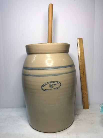 Vintage Marshall Large Pottery Churn with Top & Dasher