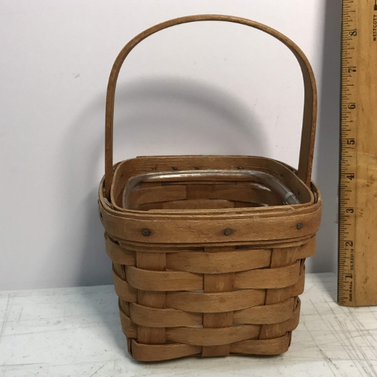 1992 Small Longaberger Basket with Plastic Insert Signed on Bottom