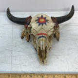 Native American Indian Lidded Steer Head Trinket Box