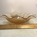 Vintage Iris & Herringbone Ruffled Edge Iridescent Bowl