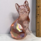 Pretty Pink Iridescent Cat Paperweight/Figurine