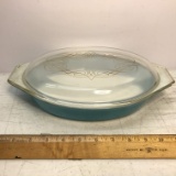 Vintage 1-1/2 Qt Lidded Turquoise Casserole Dish