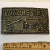 Brass Winchester Repeating Arms New Haven Conn Advertisement Belt Buckle