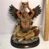 Large Native American Indian Figure on Wood Base