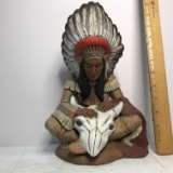Large Ceramic Native American Indian Figure