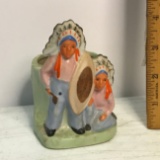 Vintage Porcelain Native American Indian Planter