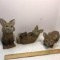 Adorable Set of 3 Molded Resin Fox Statues