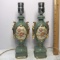 Pretty Vintage Floral Porcelain Lamps with Gilt Accent