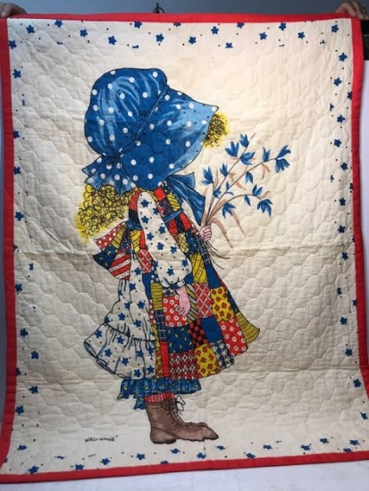 1970’s Holly Hobbie Hand Made Quilted Throw