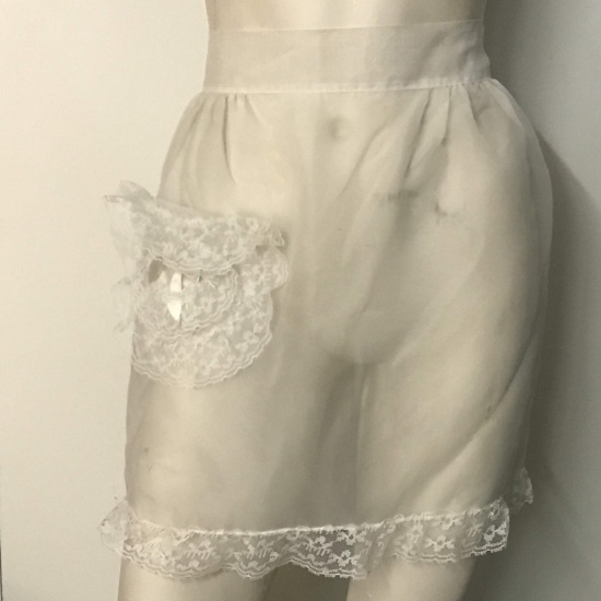 Vintage Sheer Apron with Pocket