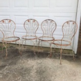 Set of 4 Metal Antique Ice Cream Parlor Chairs