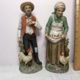 Pair of Porcelain Figurines with Chickens