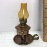 Vintage Miniature Oil Lamp/Wall Hanging with Copper Finish