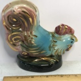 Vintage Chicken Planter with Gilt Accent