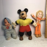 Lot of Vintage Plush Dolls - Mickey Mouse is 1972