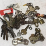 Large Lot of Misc Keys, Locks & Keychains