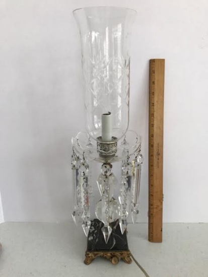 Impressive Hanging Crystal Lamp with Marble Base