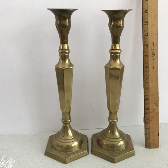 Pair of Vintage Tall Brass Candlesticks