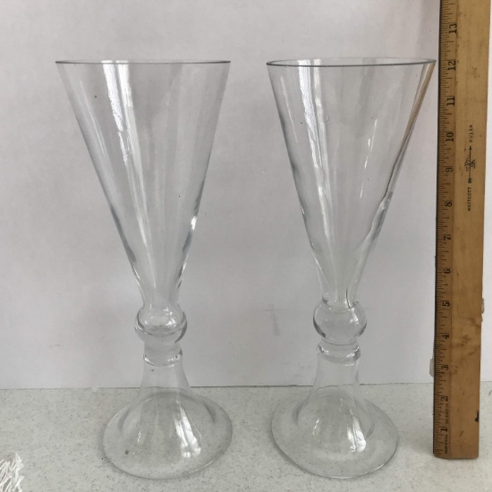 Pair of Glass Vases/Candlesticks