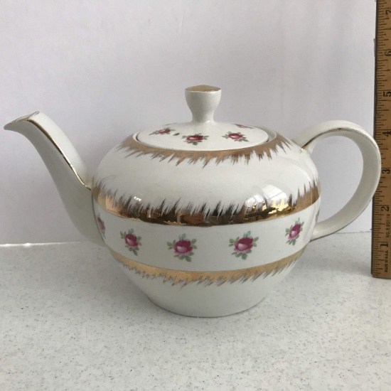 Elgreave England Teapot with Rose & Gilt Design Genuine Heatmaster