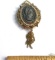 Vintage Lucerne Gold Tone Cameo Watch Pendant with Micro Beaded Faux Pearls -Works!