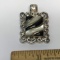 Vintage Sterling Silver Large Pendant with Black & White Stone