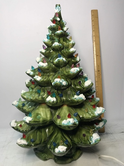 Large Vintage Light-up Ceramic Christmas Tree with Extra Plastic “Lights” 3 pcs