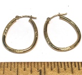 14K Gold Etched Hoop Earrings