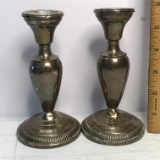 Set of Vintage Sterling Silver Candlesticks with Weighted Bases