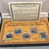 The Complete Colorized Twentieth Century State Quarter Collection in Case with COA