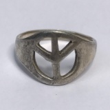 Sterling Silver Peace Ring Size 6.5