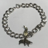 Sterling Silver Charm Bracelet with Texas Charm