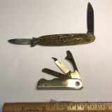 Pair of Pocket Knives - One is Majesti with Locomotive Scene