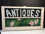 Hand Painted “Antiques” Window Sign