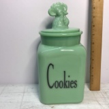 Jadeite Cookies Canister with Rooster Lid