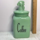 Jadeite Coffee Canister with Rooster Lid